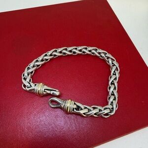 Authentic David Yurman 18 K Gold and 925 Sterling Silver 8" Wheat Chain Bracelet